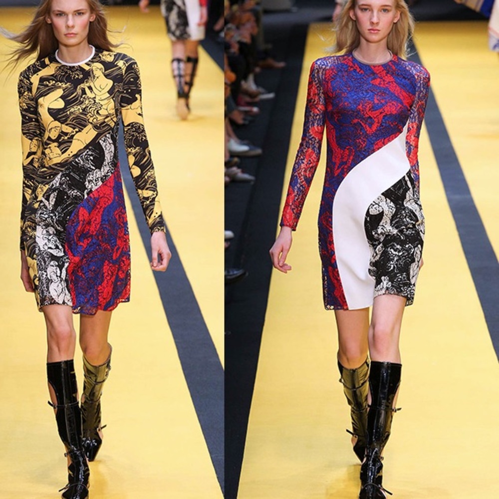 CARVEN Colorblock Pattern Mini Dress - Picture 2 of 7